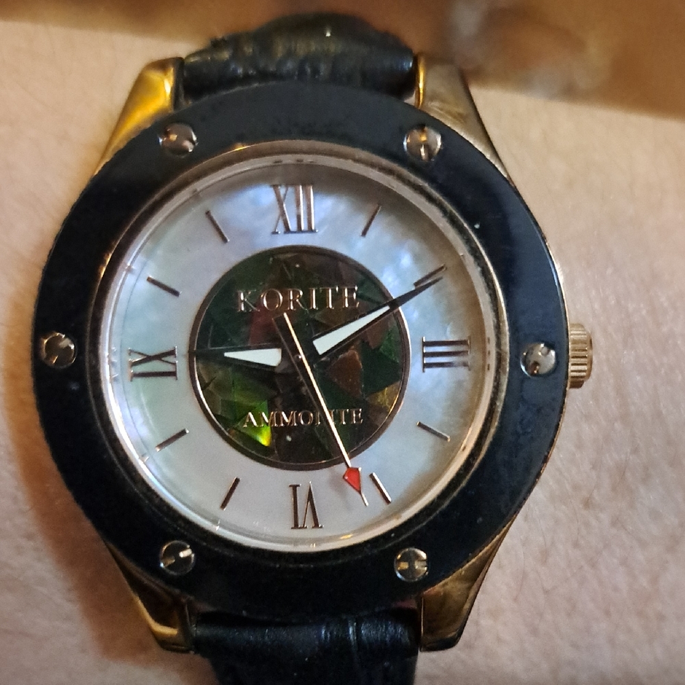 RARE Mother of Pearl Watch with gemstone mosaic chip face